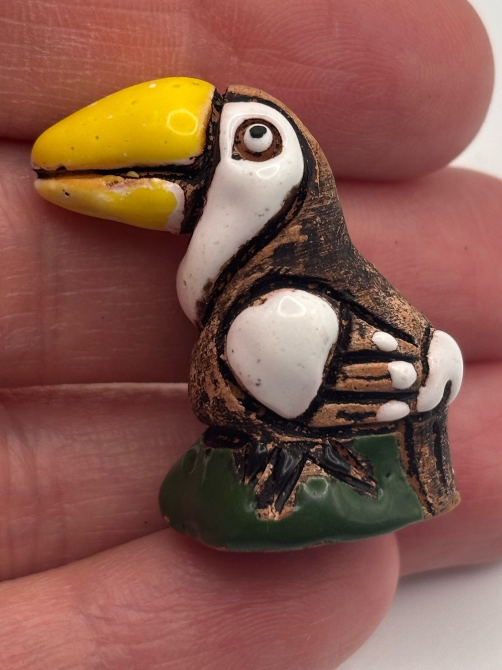 Vintage Miniature Toucan Bird Figurine, Hand-Crafted Artesania Rinconada
